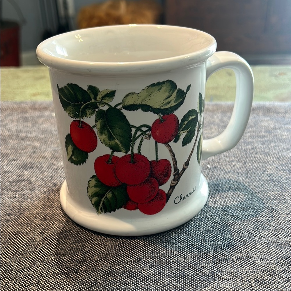 Cherries Ceramic Coffee Mug Lauffer by Gailstyn Sutton Large 3.75" 80's Vintage
